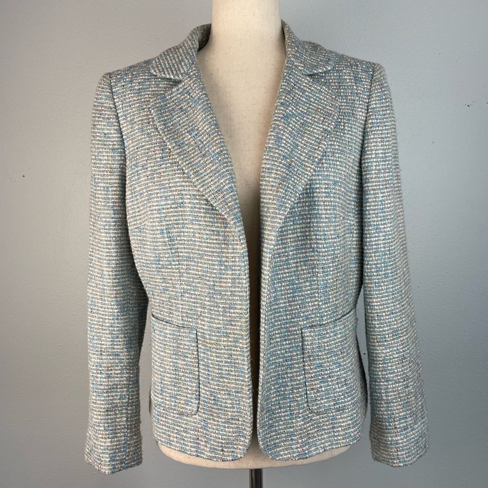 Vintage Albert Nipon Light Blue Tweed Dress Jacket Size 10